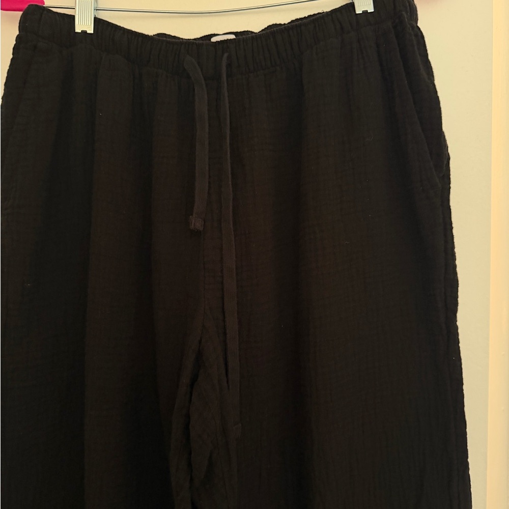 Black Wide Leg Cotton Pants - Picture 5 of 7